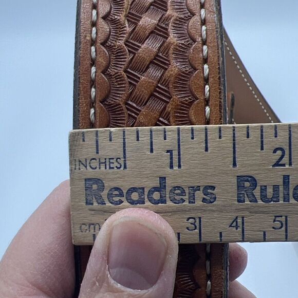 Brown Leather Faux-Braid Belt Men’s 46” - Picture 8 of 8